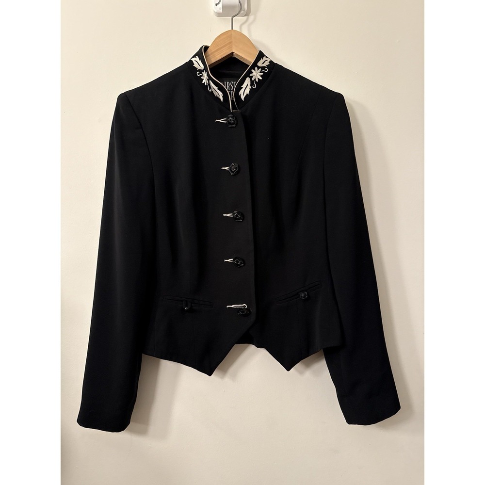 Vintage Hairston Roberson Black Equestrian Jacket Blazer Embroidered Riding Sz 8
